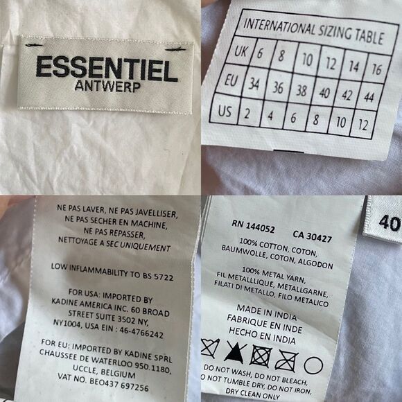 ESSENTIEL ANTWERP Cotton Popover Tunic Blouse Shirt Swim Coverup Beads White L - Picture 5 of 5